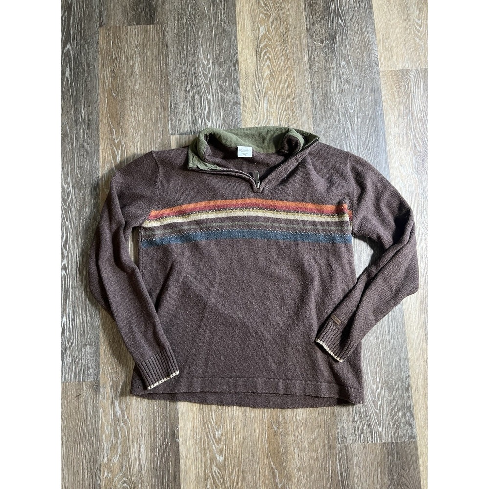 Men's large Brown and green Columbia fleece sweater
